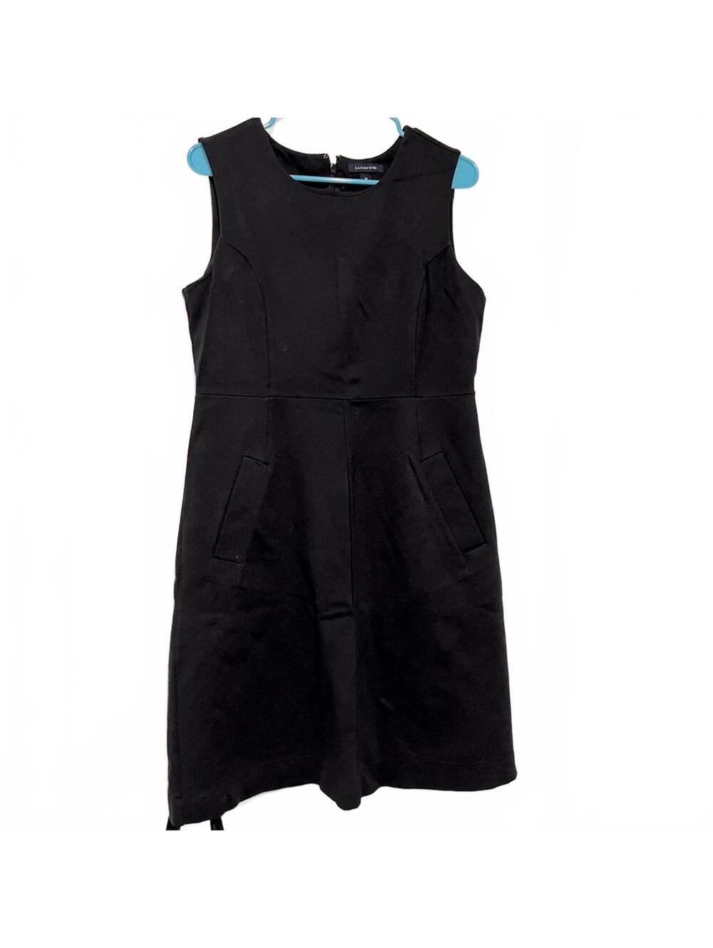Lands’ End Black Ponte Dress Women’s Sheath Stretch Career Classic LBD